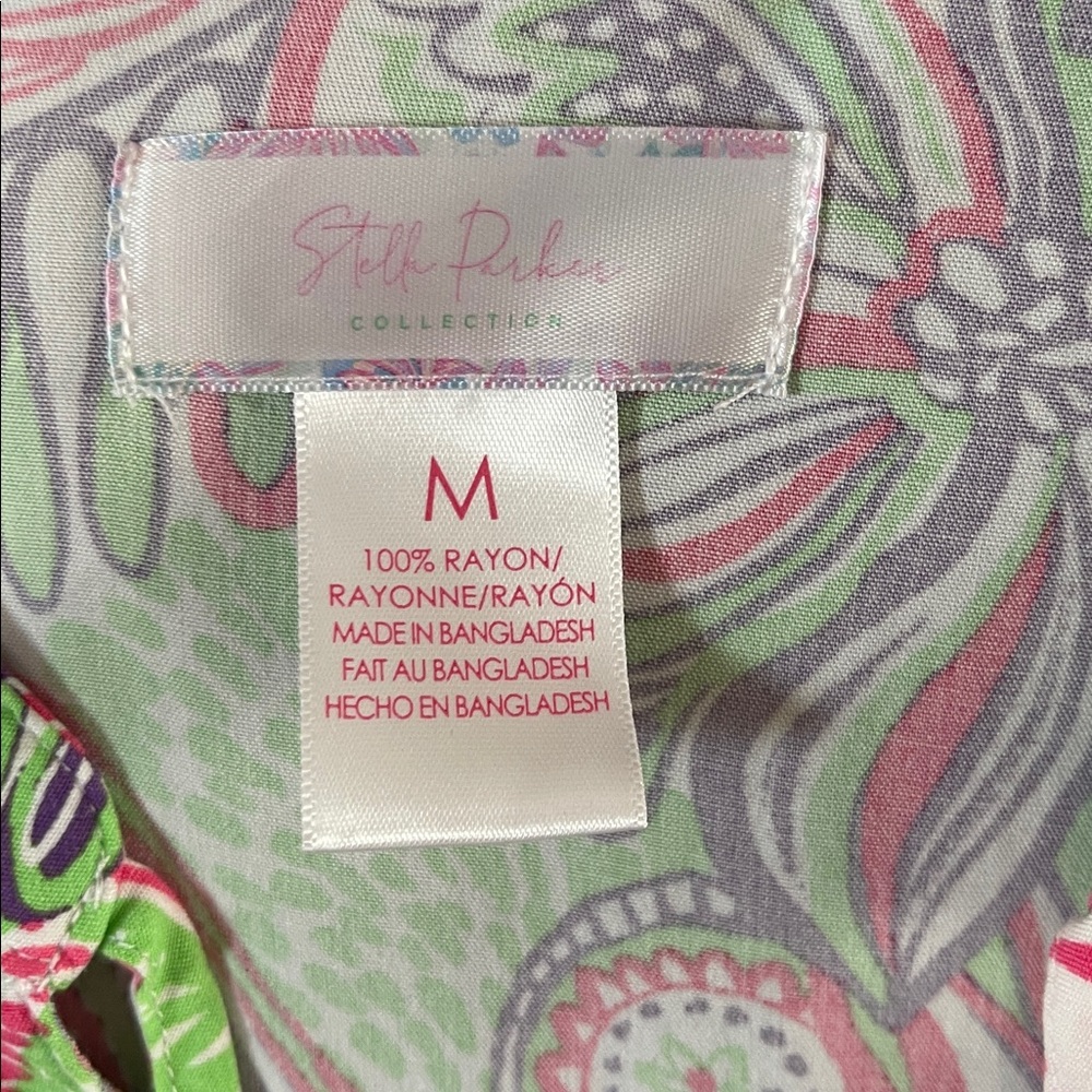 Stellar Parker Women’s Medium Long Sleeve Pink Green Purple Floral - Picture 2 of 9